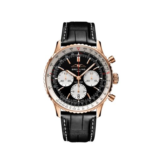 Breitling Navitimer B01 Chronograph 43 Kırmızı Altın / Siyah / Alligator - Folding, referans RB0138211B1P1