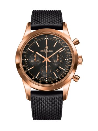 Breitling Transocean Chronograph Red Gold / Black / Rubber Aero Classic 43mm, reference RB015212|BB16|279S