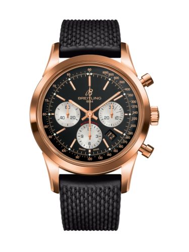 Breitling Transocean Chronograph Red Gold / Reverse Panda / Rubber Aero Classic 43mm, reference RB015212.BF15.737P