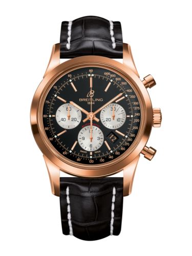 Breitling Transocean Chronograph Red Gold / Reverse Panda / Croco 43mm, reference RB015212.BF15.743P
