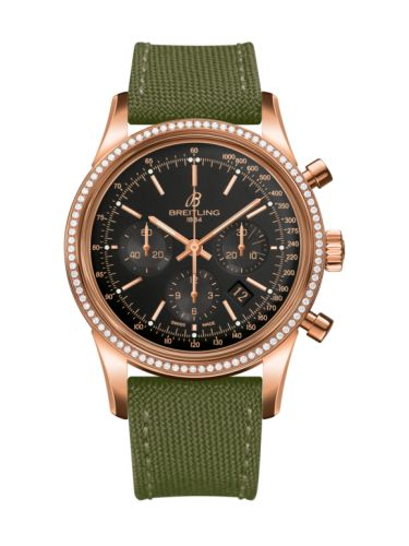 Breitling Transocean Chronograph Red Gold / Diamond / Black / Military 43mm, reference RB015253.BB16.106W