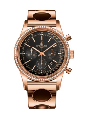 Breitling Transocean Chronograph Red Gold / Diamond / Black / Air Racer 43mm, reference RB015253.BB16.220R