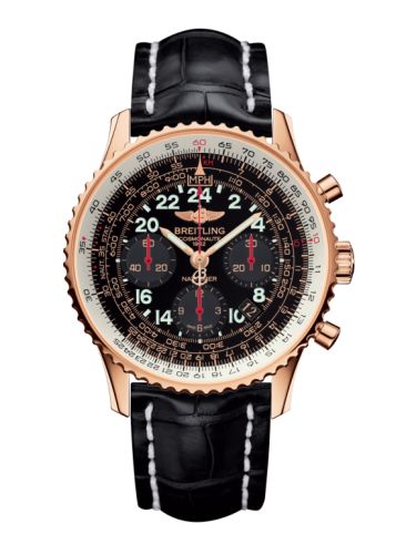Breitling Cosmonaute Kırmızı Altın / Siyah  / Croco 43mm, referans RB0210B5.BC19.743P