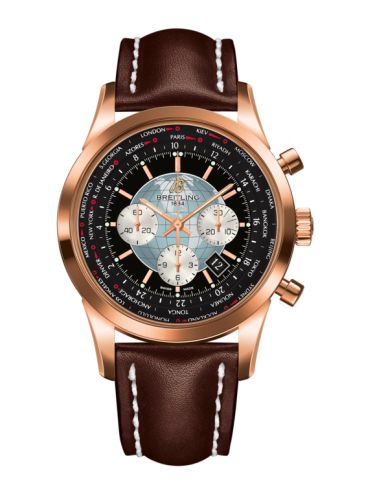 Breitling Transocean Chronograph Unitime Red Gold / Black / Calf 46mm, reference RB0510U4.BB63.443X