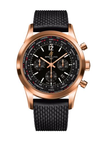Breitling Transocean Chronograph Unitime Pilot Red Gold / Black / Rubber 46mm, reference RB0510U5.BC39.256S