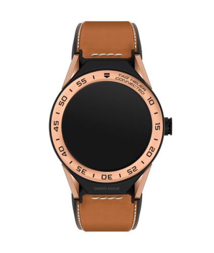 TAG Heuer Carrera Connected Modular 45 Siyah Titanyum / Pembe Altın / Kahverengi Calf, referans SBF8A5000.32FT6110