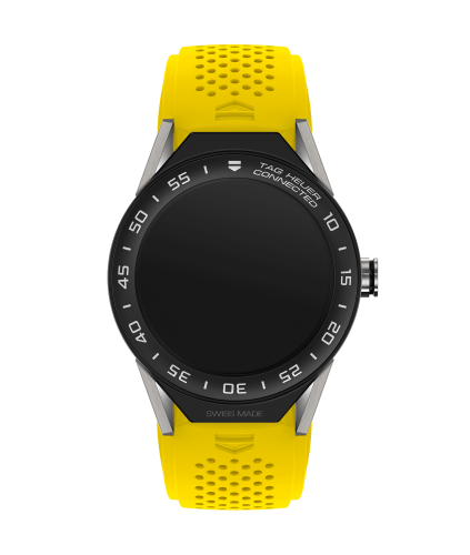TAG Heuer Carrera Connected Modular 45 Titanyum / Seramik / Sarı Kauçuk, referans SBF8A8001.11FT6082