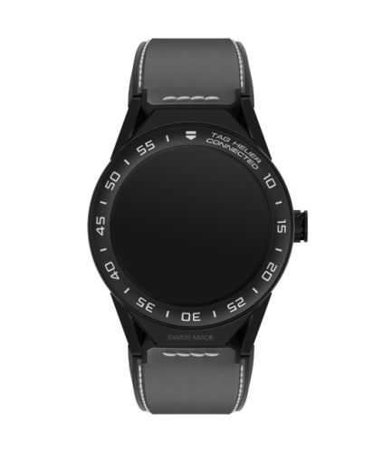 TAG Heuer Carrera Connected Modular 45 Siyah Titanyum / Seramik / Gri Calfskin, referans SBF8A8013.82FT6104