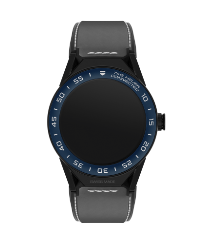 TAG Heuer Carrera Connected Modular 45 Black Titanium / Blue Ceramic / Gray Calfskin, reference SBF8A8021.82FT6104