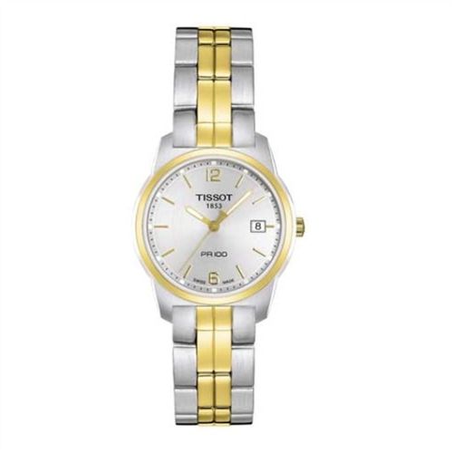 Tissot PR 100 Quartz 24.5 Paslanmaz Çelik / Sarı Altın PVD / Gümüş / Bilezik, referans T049.210.22.037.00