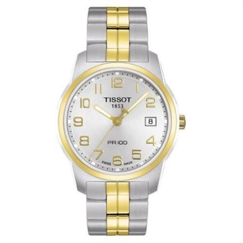 Tissot PR 100 Quartz 38 Paslanmaz Çelik / Sarı Altın PVD / Gümüş / Bilezik, referans T049.410.22.032.01