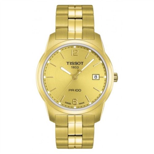 Tissot PR 100 Quartz 38 Sarı Altın PVD / Champagne / Bilezik, referans T049.410.33.027.00