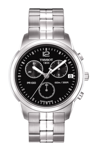 Tissot PR 100 Chronograph Quartz 38 Paslanmaz Çelik / Siyah / Bilezik, referans T049.417.11.057.00