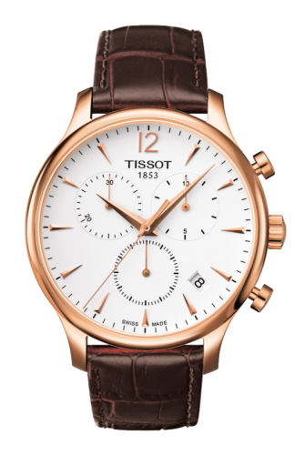 Tissot Tradition Chronograph PVD Pembe Altın / Gümüş 42mm, referans T063.617.36.037.00