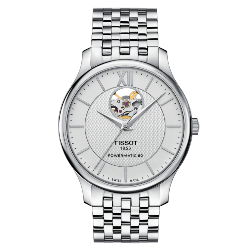 Tradition Powermatic 80 Open Heart 40 Paslanmaz Çelik / Gümüş / Bilezik