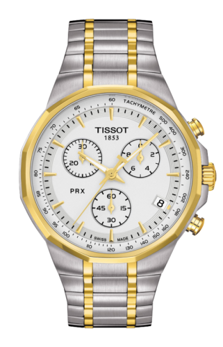 PRX Chronograph Quartz Stainless Steel / Yellow Gold PVD / Silver
