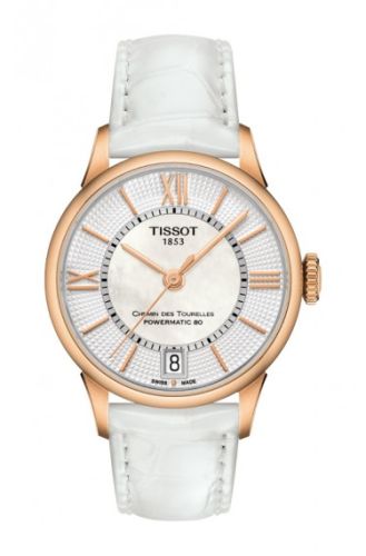 Tissot Chemin des Tourelles Powermatic 32 Pembe Altın PVD / MOP / Kayış, referans T099.207.36.118.00