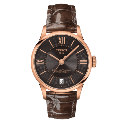 Chemin Des Tourelles Powermatic 80 32 Pembe Altın PVD / Kahverengi / Kayış