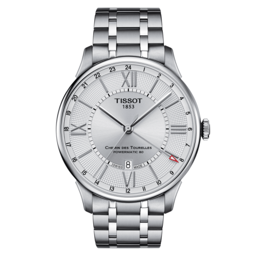 Chemin Des Tourelles Powermatic 80 GMT 42 Paslanmaz Çelik / Gümüş / Bilezik