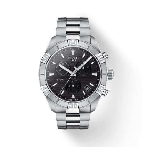 Tissot PR 100 Sport Gent Chronograph Paslanmaz Çelik / Siyah / Bilezik 44mm, referans T101.617.11.051.00