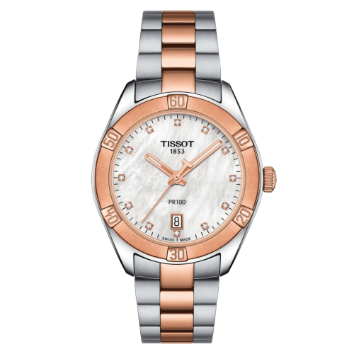 Tissot PR 100 Sport Chic 36 Paslanmaz Çelik / Pembe Altın PVD / MOP / Bilezik, referans T101.910.22.116.00