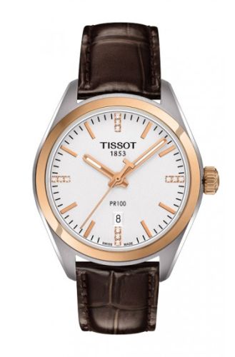 Tissot PR 100 Quartz 33 Paslanmaz Çelik / Pembe Altın PVD / Gümüş / Kayış, referans T101.210.26.036.00