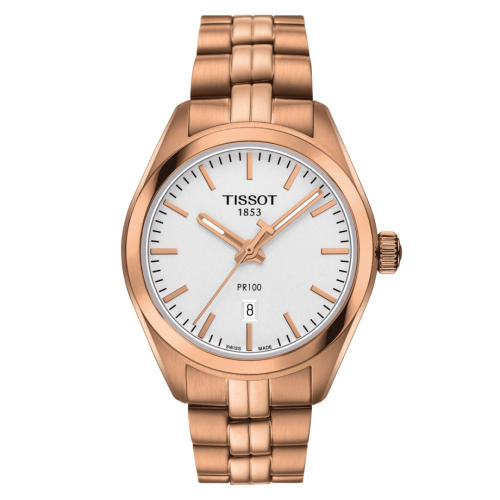 Tissot PR 100 Quartz 33 Pembe Altın PVD / Gümüş / Bilezik, referans T101.210.33.031.01