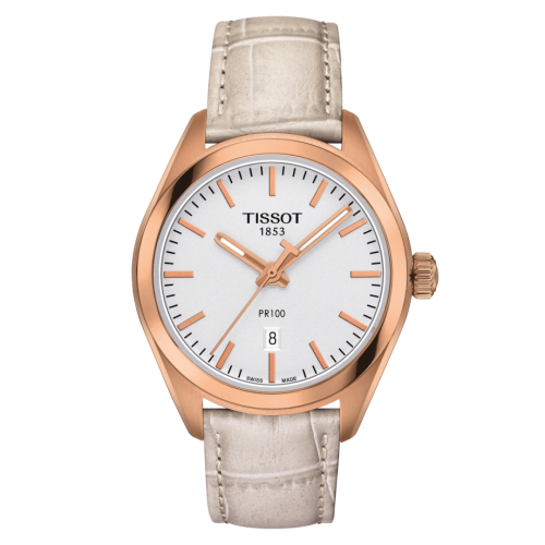 Tissot PR 100 Quartz 33 Pembe Altın PVD / Gümüş / Kayış, referans T101.210.36.031.00