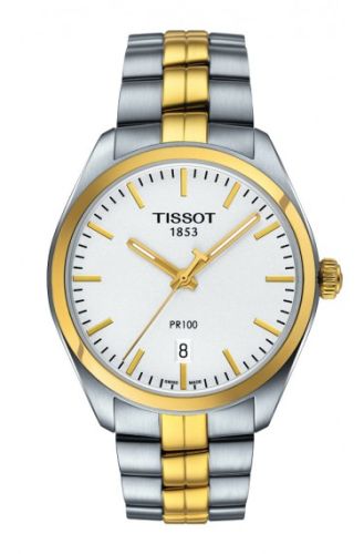 Tissot PR 100 Quartz 39 Paslanmaz Çelik / Sarı Altın PVD / Gümüş / Bilezik, referans T101.410.22.031.00
