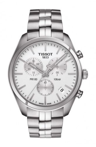 Tissot PR 100 Chronograph Quartz 41 Paslanmaz Çelik / Gümüş / Bilezik, referans T101.417.11.031.00