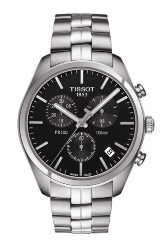 Tissot PR 100 Chronograph Quartz 41 Paslanmaz Çelik / Siyah / Bilezik, referans T101.417.11.051.00
