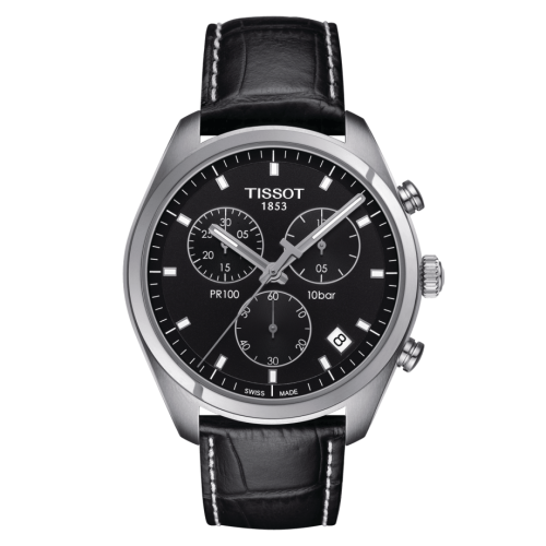 Tissot PR 100 Chronograph Quartz 41 Paslanmaz Çelik / Siyah / Kayış, referans T101.417.16.051.00