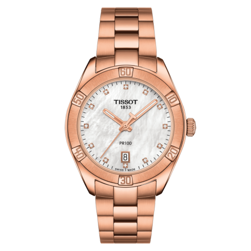 Tissot PR 100 Sport Chic 36 Pembe Altın / MOP / Bilezik, referans T101.910.33.116.00