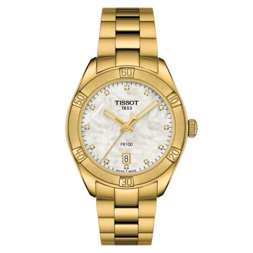Tissot PR 100 Sport Chic 36 Sarı Altın PVD / MOP / Bilezik, referans T101.910.33.116.01