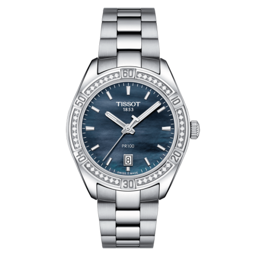 Tissot PR 100 Sport Chic 36 Paslanmaz Çelik - Elmas / Siyah MOP / Bilezik, referans T101.910.61.121.00