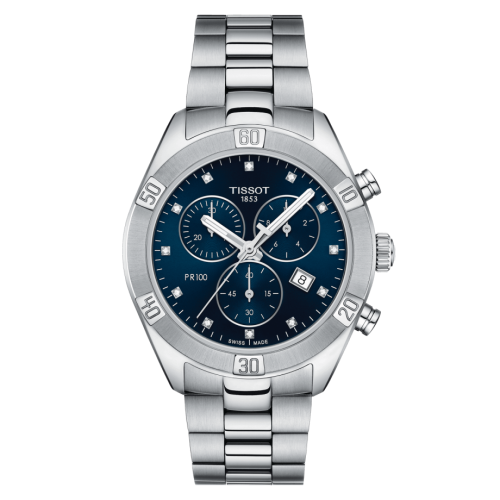 Tissot PR 100 Sport Chic Chronograph 38 Paslanmaz Çelik / Mavi / Bilezik, referans T101.917.11.046.00