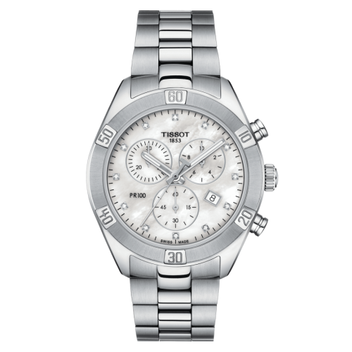 Tissot PR 100 Sport Chic Chronograph 38 Paslanmaz Çelik / MOP / Bilezik, referans T101.917.11.116.00