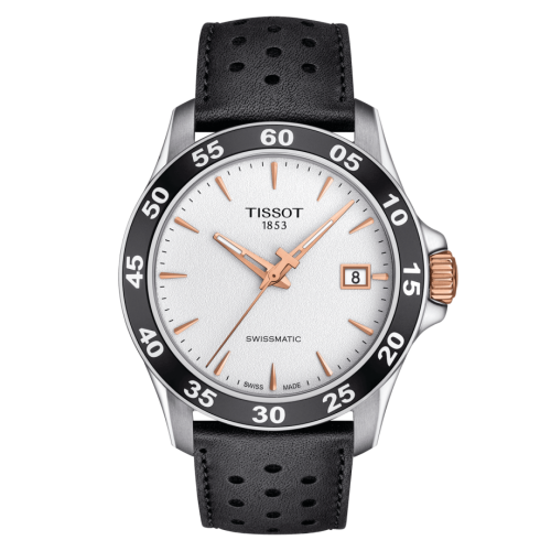 V8 Swissmatic 42.5 Paslanmaz Çelik / Pembe Altın PVD / Gümüş / Kayış