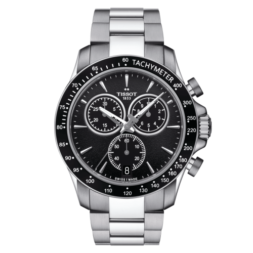 V8 Quartz Chronograph Paslanmaz Çelik / Siyah / Bilezik 42.5 mm