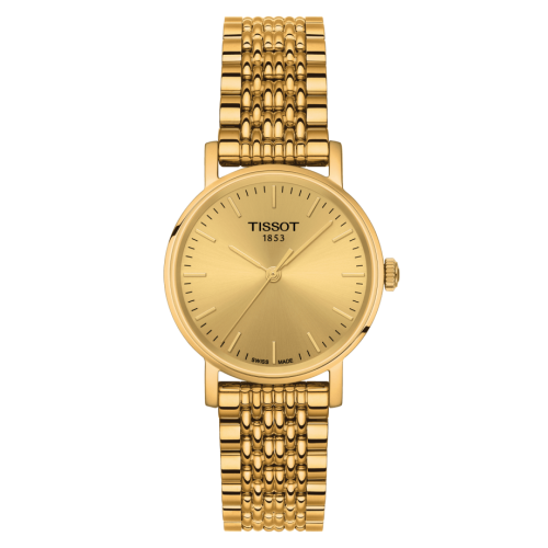 Tissot Everytime Small Sarı Altın PVD / Champagne / Bilezik 30mm, referans T109.210.33.021.00