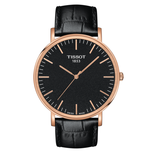 Everytime Large Pembe Altın PVD / Siyah / Kayış 42 mm