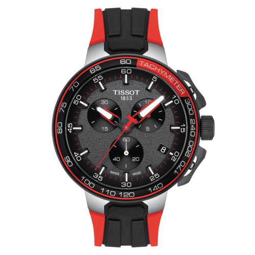 T-Race Cycling Chronograph Paslanmaz Çelik / Kırmızı 44.5 mm