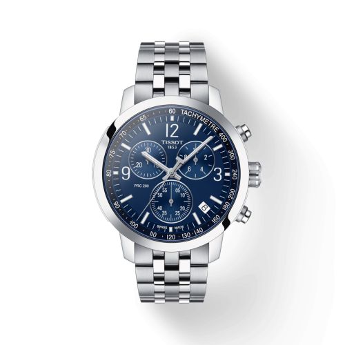 Tissot PRC 200 Quartz Chronograph Stainless Steel / Blue / Bracelet 42mm, reference T114.417.11.047.00