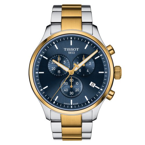 Chrono XL Classic Paslanmaz Çelik - Sarı Altın / Mavi / Bilezik 45 mm