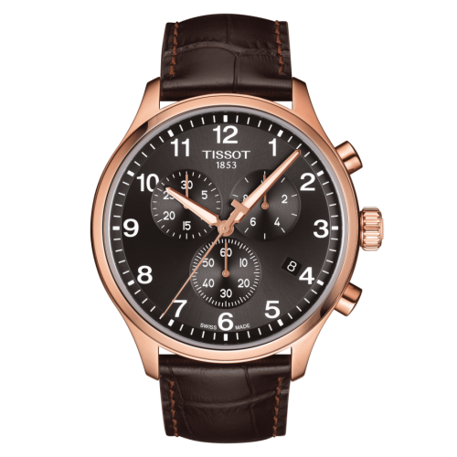 Chrono XL Classic Pembe Altın PVD / Siyah / Kayış 45 mm