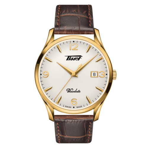 Tissot Visodate Quartz 40 Sarı Altın PVD / Gümüş / Kayış, referans T118.410.36.277.00