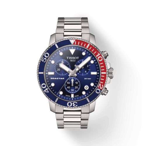 Seastar 1000 Chronograph Quartz 45.5 Paslanmaz Çelik / Mavi / Bilezik