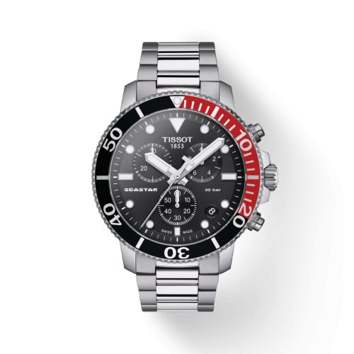 Seastar 1000 Chronograph Quartz 45.5 Paslanmaz Çelik / Siyah / Bilezik