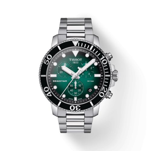 Seastar 1000 Chronograph Quartz 45.5 Paslanmaz Çelik / Yeşil Gradient / Bilezik