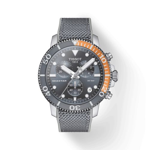 Tissot Seastar 1000 Chronograph Quartz 45.5 Paslanmaz Çelik / Gri / Kauçuk, referans T120.417.17.081.01